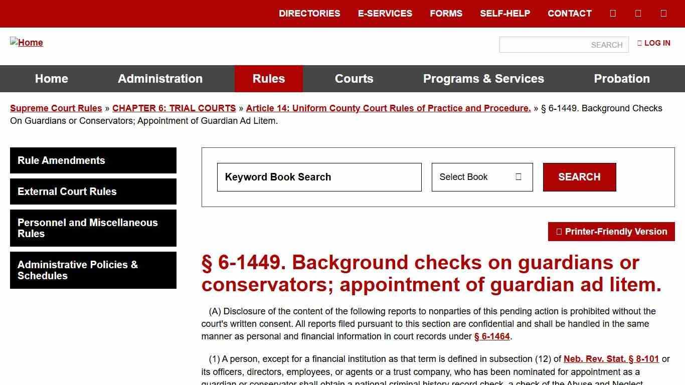 § 6-1449. Background checks on guardians or conservators; appointment of guardian ad litem. | Nebraska Judicial Branch