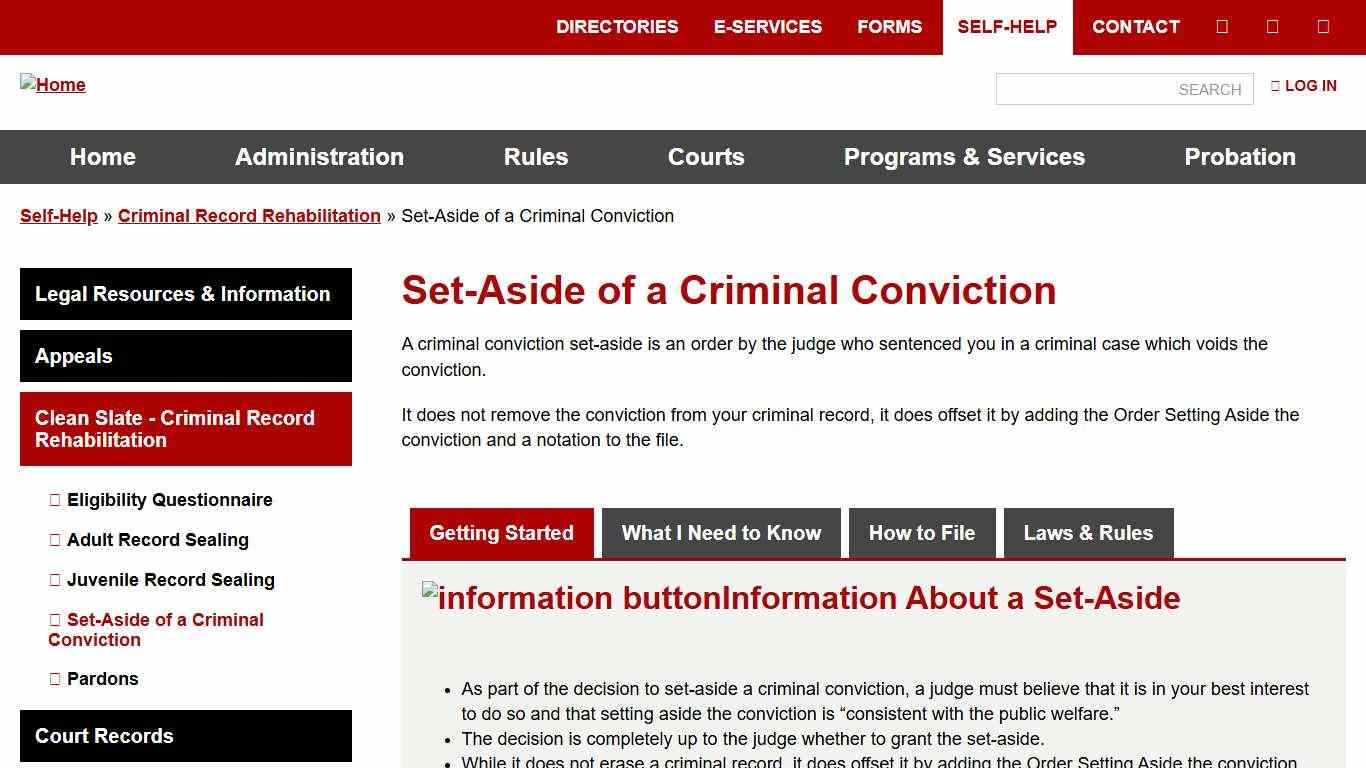 Set-Aside of a Criminal Conviction | Nebraska Judicial Branch